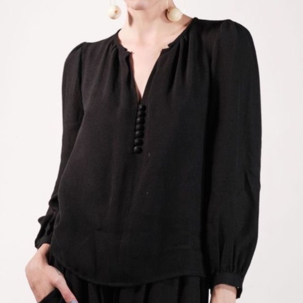 NWT Maria Stanley Almond Blouse Pullover Top - Black - Womens Medium (?)